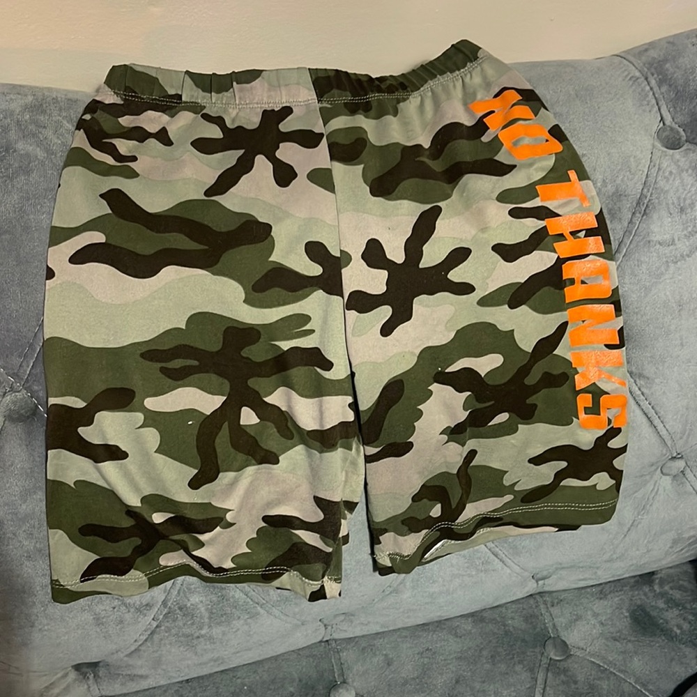 Fashion Nova No thanks biker Camo shorts